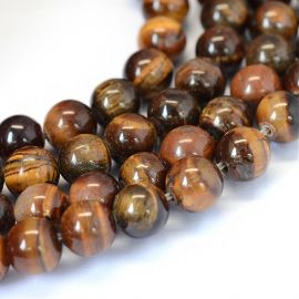 Natürliche Perlen des Tigerauges, braun-gelb, Halsketten, Armbänder, Wert 8 mm, 1 Strang
