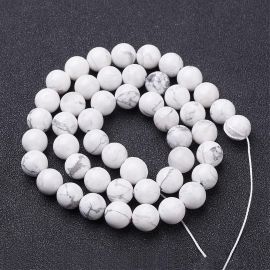 Natural houlite beads 8 mm, 1 strand 