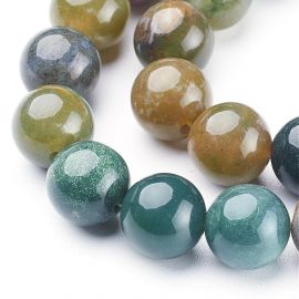 Dabiskās indiešu ahāta krelles 10 mm, 1 pavediens