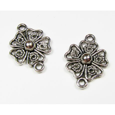 Distributor aged silver color 2 loops, 21x15 mm
