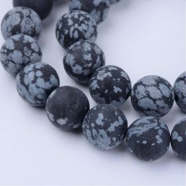 Naturschnee-Obsidianperlen 9-10 mm, 1 Strang