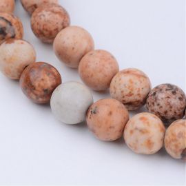 Pikaso jaspi dabiskās krelles 10-11 mm., 1 pavediens