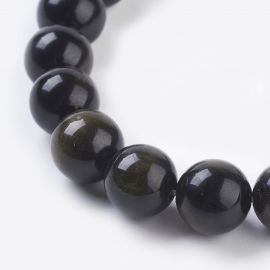 Natural obsidian beads 9-10 mm., 1 strand 