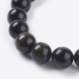 Natürliche Obsidianperlen 9-10 mm, 1 Strang