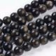 Natural obsidian beads 9-10 mm., 1 strand AK1381