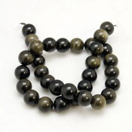 Natural obsidian beads 10 mm., 1 strand AK1372