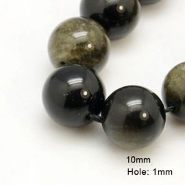Natürliche Obsidianperlen 10 mm, 1 Strang