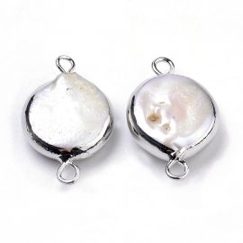 Dabiskie Keshi Pearl Links savienotāji 20 ~ 22x13x5 ~ 6 mm., 1 gab. GP0069