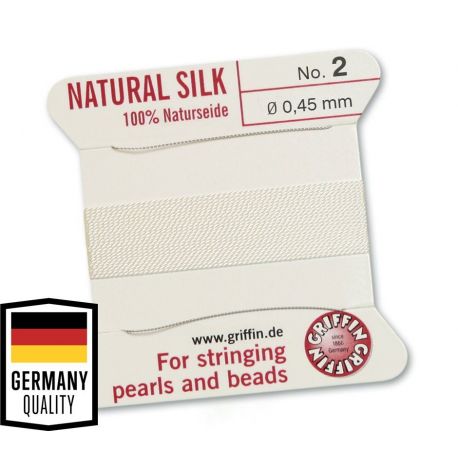 GRIFFIN Seidenstrang mit 2 Nadeln Nr. 2, 0,45 mm, 2 m, 1 Rolle VV0686