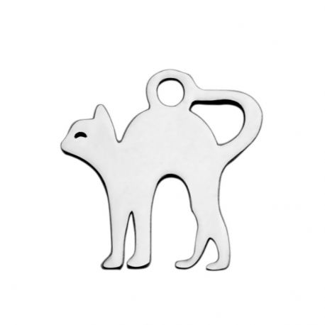 Stainless steel 304 cat pendant, 12.5x12x1 mm., 1 pcs. MD1919