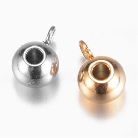 Stainless steel 304 pendant holder, 9x5x6 mm., 4 units. 1 bag MD1928