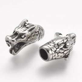 Stainless steel 304 wolf head clasp, 23x14x10 mm., 1 pcs.