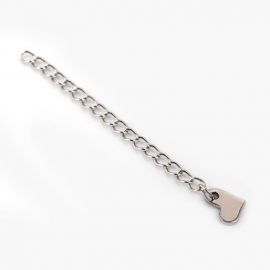 Stainless steel 304 finishing chain with finishing pendant heart, 59x3 mm., 2 pcs. 1 bag