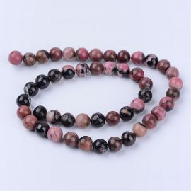 Natural rhodonitis beads, 10 mm., 1 strand 