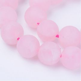 Natürliche Perlen aus rosa Quarz. Rosa, runde Form, Preis - 6,5 Eur pro 1 Strang