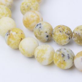 Looduslikud kollased türkiissinised helmed, 8 mm., 1 haruga