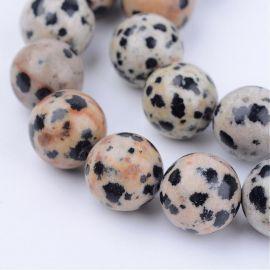 Natūralūs dalmatininio jaspio karoliukai, 8 mm., 1 gija
