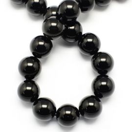 Obsidian beads, 6 mm., 1 strand 