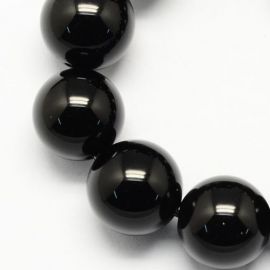 Obsidian beads, 6 mm., 1 strand 