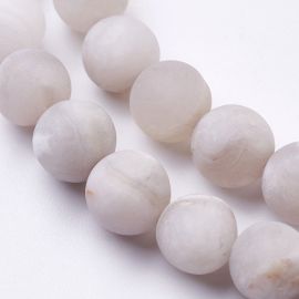 Natural beads of white agate, 8 mm., 1 strand AK1460