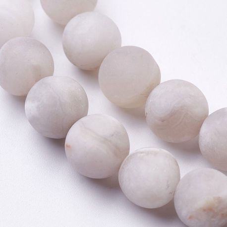 Dabīgas baltā ahāta pērles, 8 mm., 1 pavediens AK1460