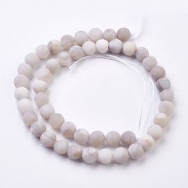 Natural beads of white agate, 8 mm., 1 strand 