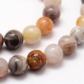 Natural bamboo agate beads, 8 mm., 1 strand 