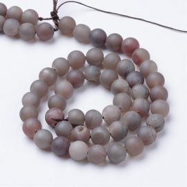 Agate druzy beads, 8 mm., 1 strand 