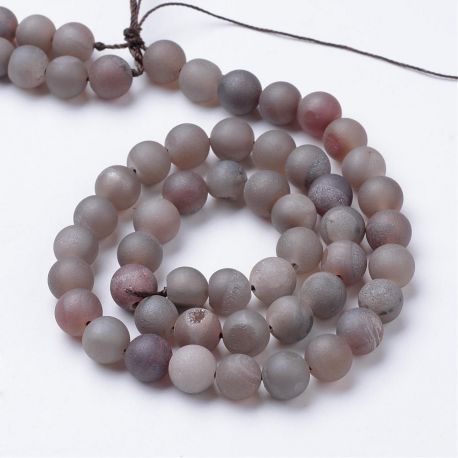 Agate druzy beads, 8 mm., 1 strand AK1459