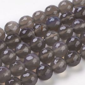 Dabīgas pelēkā ahāta pērles, 10 mm., 1 dzīsla