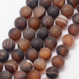 Dabīgās lentes ahāta pērles, 6 mm., 1 dzīsla