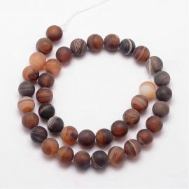Dabīgās lentes ahāta pērles, 10 mm., 1 dzīsla
