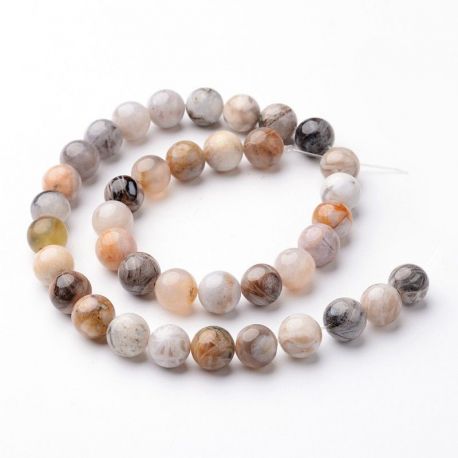 Natural bamboo agate beads, 10 mm., 1 strand AK1443