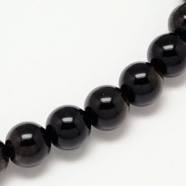 Looduslikud obsidiaani helmed, 8 mm., 1 haruga