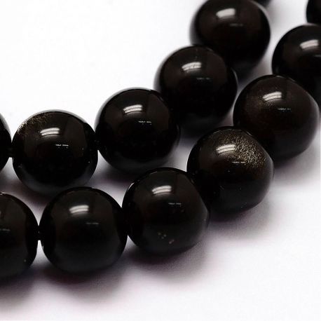 Natürliche Obsidianperlen, 10 mm, 1 Strang AK1433