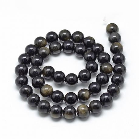 Natural obsidian beads, 12 mm., 1 strand AK1475