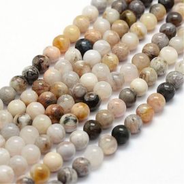 Natural bamboo agate beads, 6 mm., 1 strand 