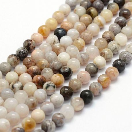 Dabīgas bambusa ahāta pērles, 6 mm., 1 dzīsla AK1442