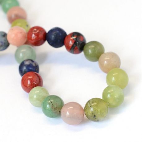 Stone beads mix, 8 mm., 1 strand AK1458