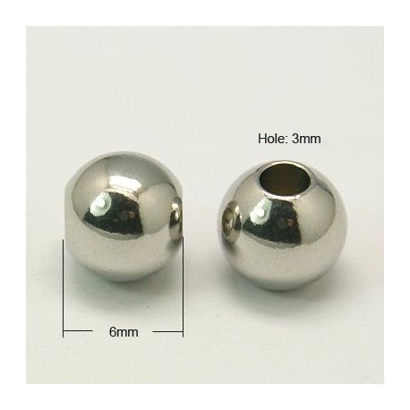 Nerūdijančio plieno 304 intarpas, 6 mm., 4 vnt. 1 maišelis II0406