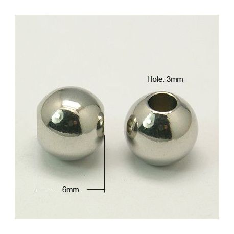Stainless steel 304 spacer, 6 mm., 4 units. 1 bag II0406