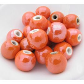 Handgemachte Keramikperlen. Orange, unregelmäßige runde Form, Preis - 0,25 Eur pro 1 Stck