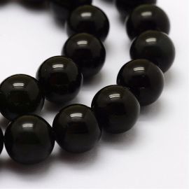 Green obsidian beads, 8 mm., 1 strand 