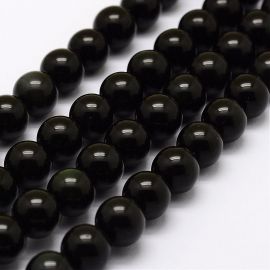 Rohelised obsidiaani helmed, 8 mm., 1 ahelaga