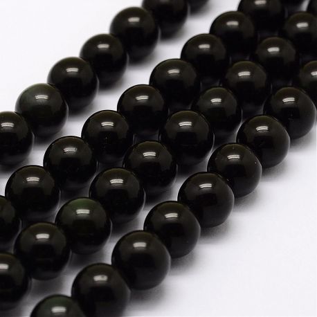 Zaļās obsidiana pērlītes, 8 mm., 1 dzīsla AK1483