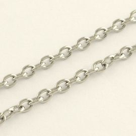 Nerūdijančio plieno 304 grandinėlė, 4x3x0,8 mm., 1 ritinėlis