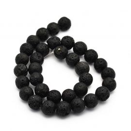Natural lava beads, 12 mm., 1 strand 
