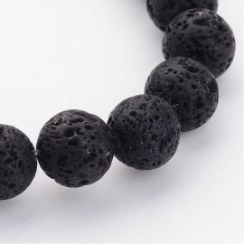Dabīgas lavas krelles, 8 mm., 1 dzīsla KK0301