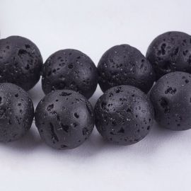 Dabīgas lavas krelles, 8 mm., 1 dzīsla