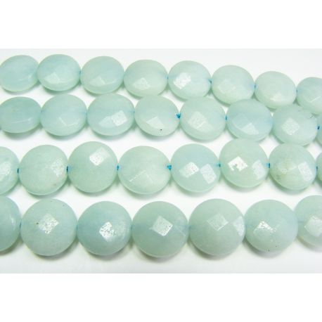 Amazonian stone beads, ribbed, coin shape 12 mm